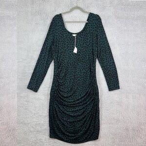 NWT Ingrid & Isabel Masterpiece Long Sleeve Midi Dress‎ Maternity Size XL Green